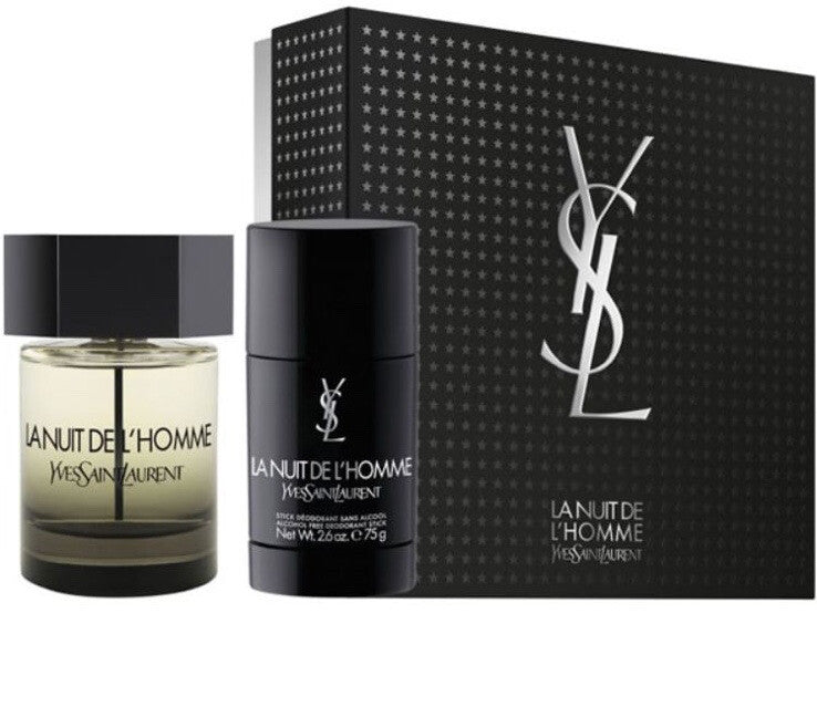 Ysl La Nuit 2pc Gift Set With 3.3oz Edt Spray + 2.6oz Deodorant Stick New In Box