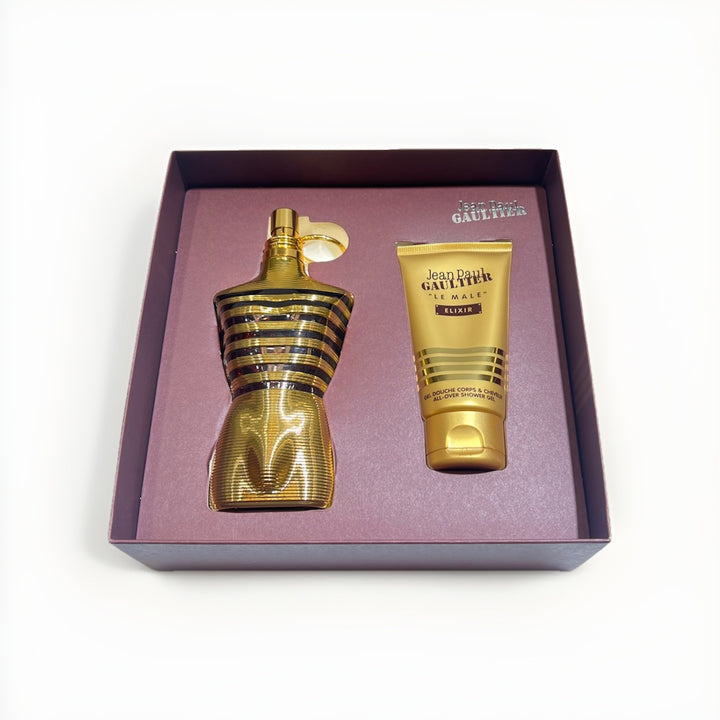 Jean Paul Gaultier Le Male Elixir 2pc Gift Set With 4.2oz PARFUM +2.5oz S/Gel