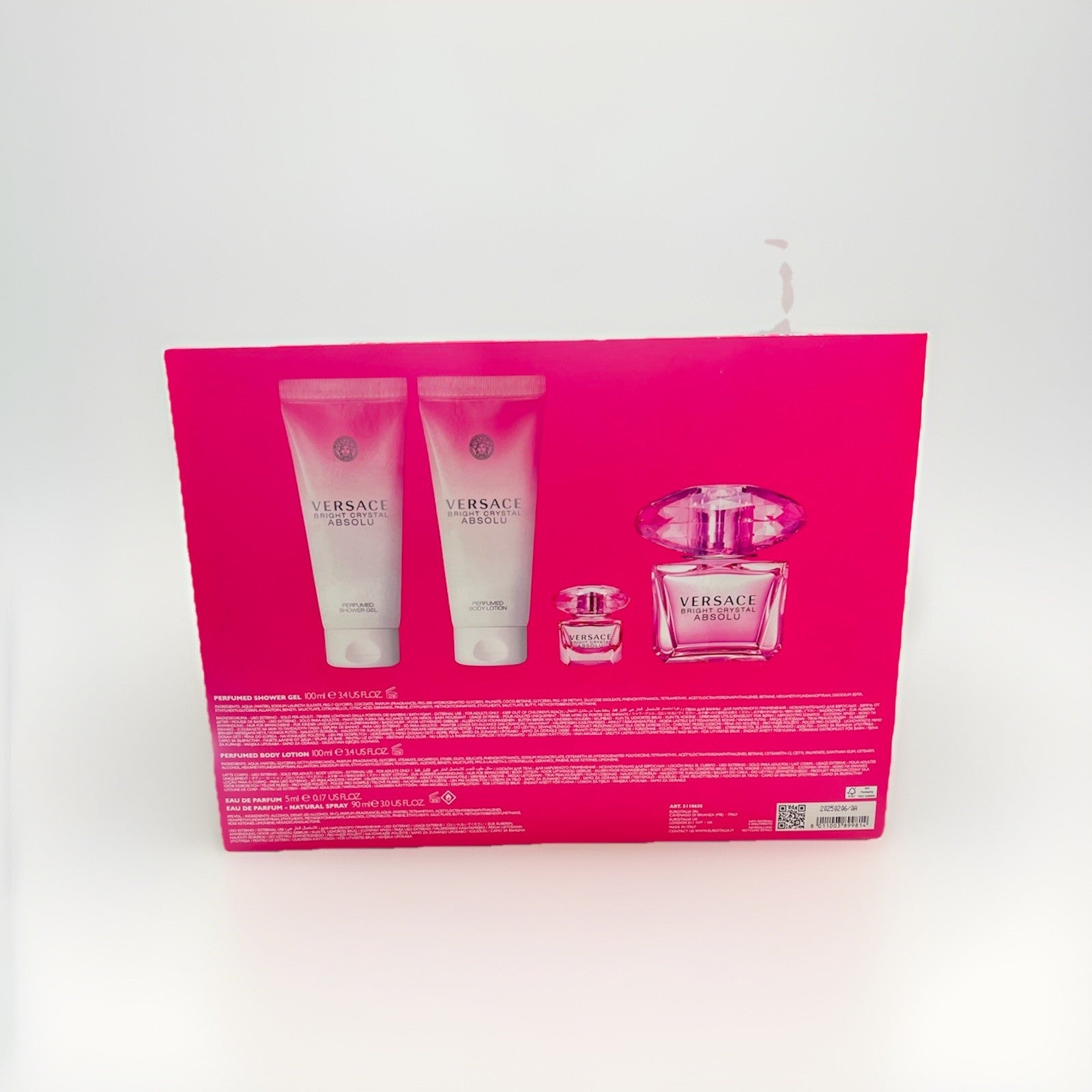 Versace Bright Crystal Absolu 4pc Gift Set With3.4+0.17oz Edp +3.4oz B/L& S/G