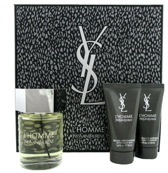 Ysl L’homme 3pc Gift Set With 3.4oz Edt+1.6 Body Lition+1.6 Shower Gel