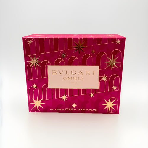 Bvlgari Omnia Coral 2pcs Gift Set With 3.4oz+0.5oz Edt Spray New In A Box