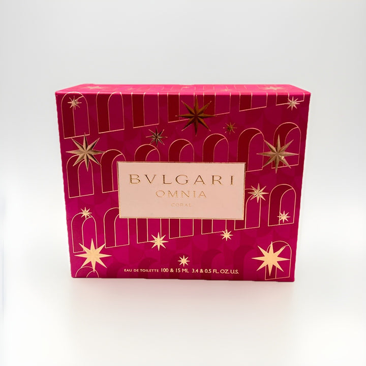 Bvlgari Omnia Coral 2pcs Gift Set With 3.4oz+0.5oz Edt Spray New In A Box
