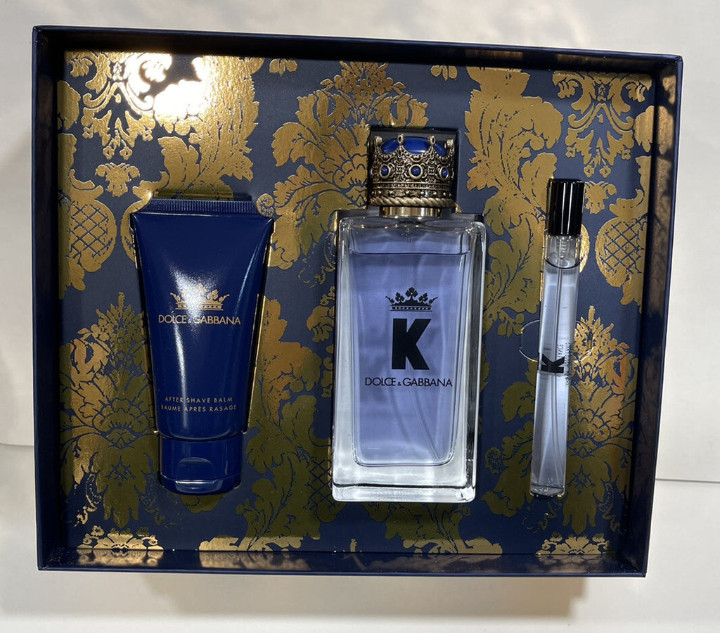 K By Dolce & Gabbana For Men 3pc Gift Set With 3.4oz+0.34oz Edt Spray+1.6oz A/S