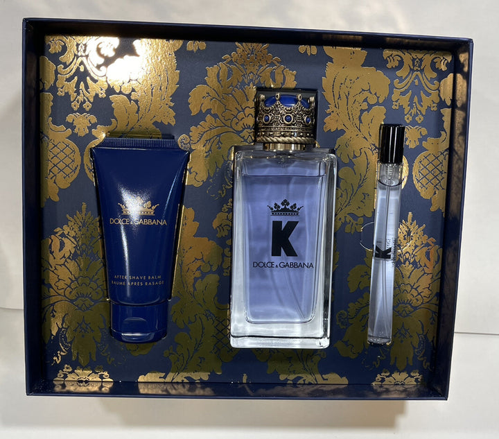 K By Dolce & Gabbana For Men 3pc Gift Set With 3.4oz+0.34oz Edt Spray+1.6oz A/S