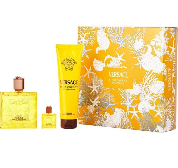 Versace Eros Energy 3pc Gift Set With 3.4+0.17oz Edp+5oz S/G