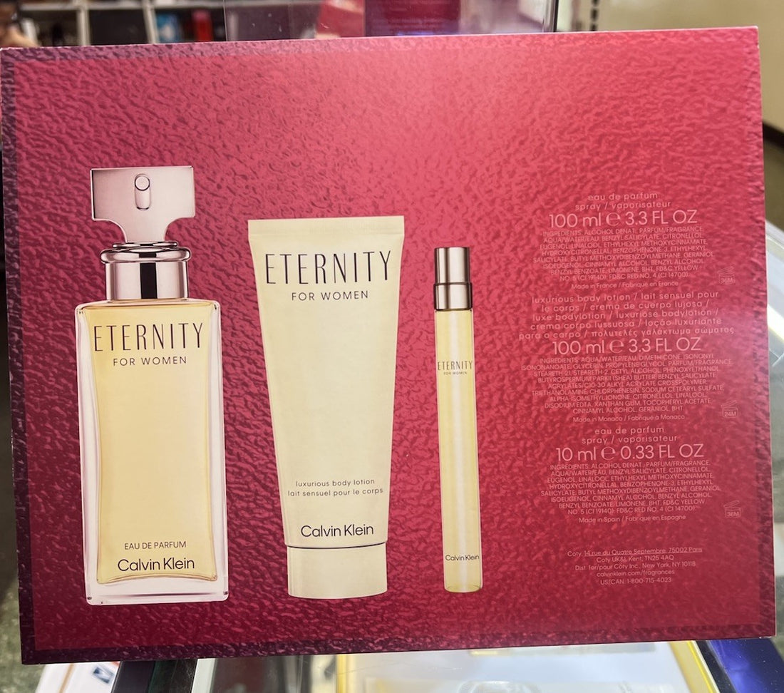 Calvin Klein Eternity 3pc Gift Set For Women With 3.3oz +0.33oz Edp+3.3oz Lotion