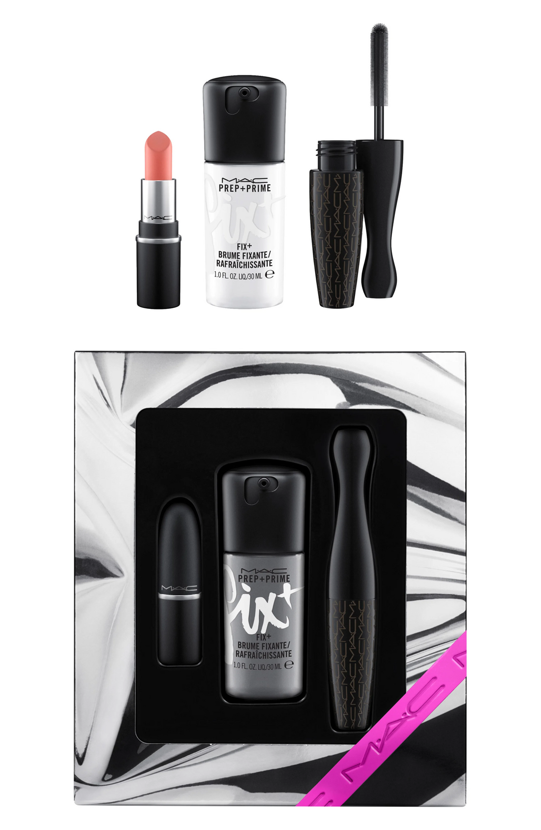 MAC Shiny Pretty Things All Stars Kit: Velvet Teddy Prep+Prime+Fix Mascara Lip