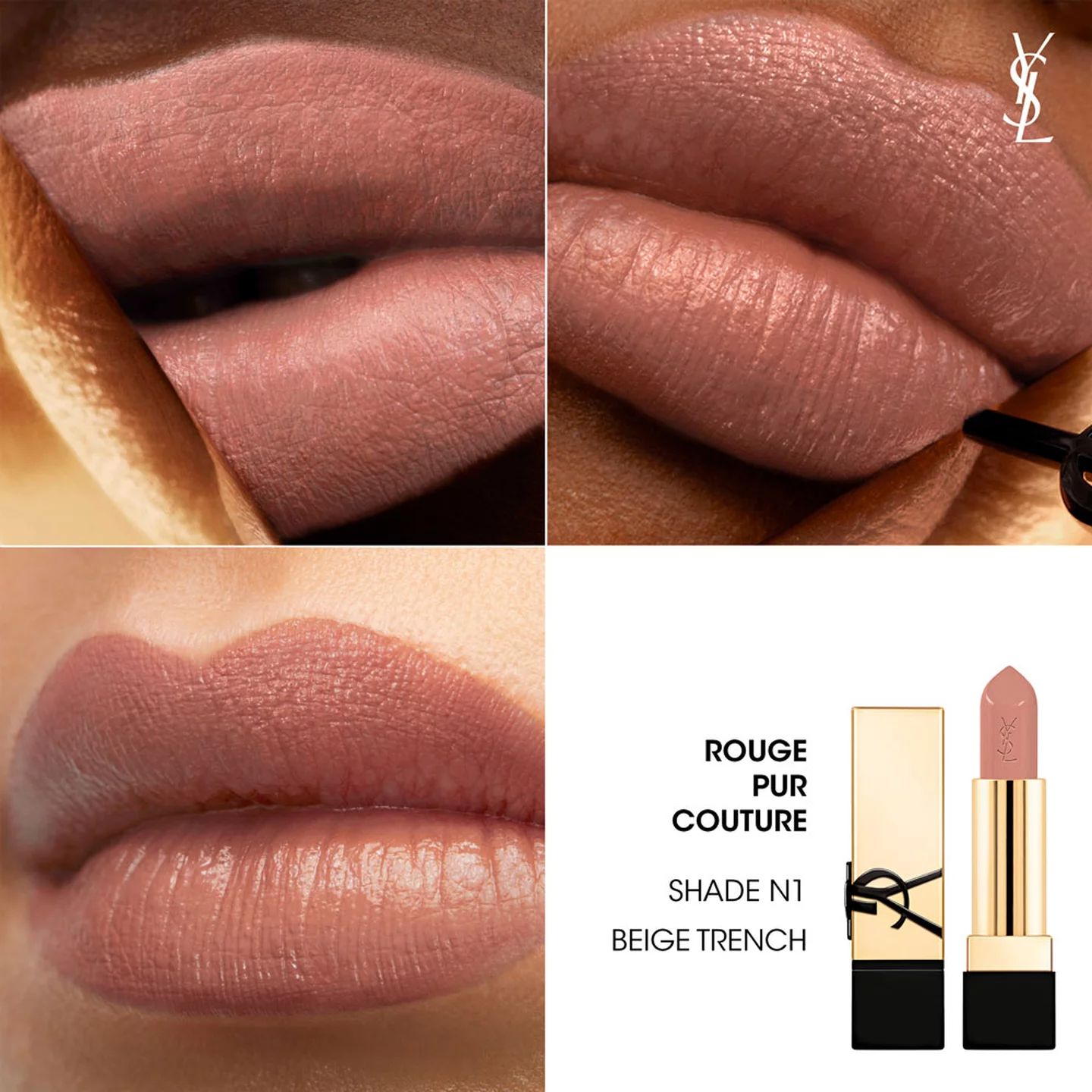 YSL Rouge Pur Couture Satin Long Lasting Lipstick N1 BEIGE TRENCH Travel Size